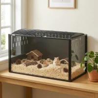 PawHut 41.3" L Hamster Cage, Large Hamster Habitats Steel Frame Chewproof, Deep Bedding Space for Pets Enrichment(m-1)