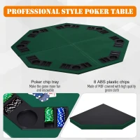 HOMCOM 48" Octagon Blackjack Poker Game Table Top Folding 8 Player Fit Various Desktop(m-4)