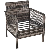 Outsunny 5-Piece PE Wicker Patio Furniture Set, Conversation Set with Outdoor Ottomans, Table & Chairs, Small Balcony Furniture for Apartments, Steel, Gray(m-11)