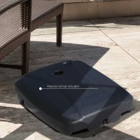 Outsunny Portable Umbrella Base Parasol Stand for Cantilever Umbrella Water Sand Fillable w/ 2 Wheels Black(m-2)