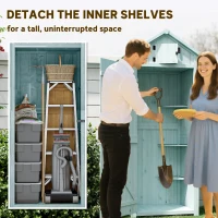 Outsunny 30" x 21" x 71" Garden Storage Shed, Outdoor Tool Utility Storage House  with 3 Tier Shelves and Roof, Blue(m-5)