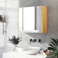 kleankin Wall Mounted Medicine Cabinet with Mirror Wall Mirror Cabinet with 3 Doors and Adjustable Storage Shelves White(m-8)