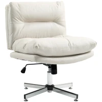 HOMCOM Armless Office Chair, Criss Cross Chair with Adjustable Height & Tilt Function for Home Office, Study, Light Grey(m-2)