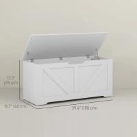 HOMCOM 39.4 Inches Storage Chest, Storage Trunk with 2 Safety Hinges for Living Room, White Wood Grain(m-3)