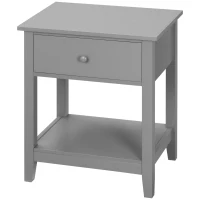 HOMCOM Modern Side Table for Living Room, End Table, 2-tier Side Table with Drawer and Storage Shelf, Gray(m-11)