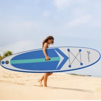 Soozier Inflatable Stand Up Paddle Board Ultra-Light Yoga SUP with Non-Slip Deck Pad, Premium Accessories, Waterproof Bag, Safety Leash and Hand Pump for Surfing, Touring and Fishing, Blue(m-2)