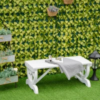 Outsunny Rustic Wood Wheel Outdoor Garden Bench for 2-Person with a Unique Wheel Design on the Legs & Strong Build, White(m-1)