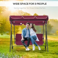 Outsunny Outdoor Patio Swing Chair with Adjustable Tilt Canopy and Removable Cushion, Red(m-6)