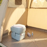 Outsunny Porta Potty, 5.8 Gallon Portable Toilet with Level Indicator and Anti-Leak Pump for Camping, Boating, Hiking, Travel, RV(m-8)