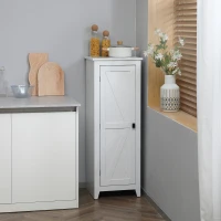 HOMCOM 48" Farmhouse Kitchen Pantry Storage Cabinet with Barn Door, Kitchen Pantry Cabinet with Adjustable Shelves, White(m-1)