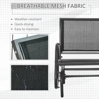 Outsunny Patio Glider Set of 2 Outdoor Glider Chair with Breathable Mesh Seat & Backrest, Armrests and Metal Frame, Black(m-5)