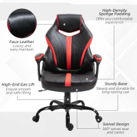 Vinsetto Racing Style Gaming Chair Ergonomic High Back Computer Office Chair PU Leather with 360° Swivel Rocking Adjustable Height Padded Armrest Red(m-7)