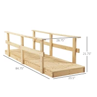 Outsunny 7' Garden Bridge Wooden Footbridge for Backyard Ponds, Creeks, Streams, Natural(m-3)