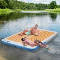 Outsunny 10' x 6' Inflatable Dock with Non-Slip Surface, Pump and Bag Floating Dock for Lake, Beach & Pool Recreation(m-10)