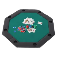 Soozier 48" 8 Person Octagon Foldable Poker Table Cover with Padded Rails and Cup Holders(m-10)