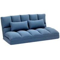 HOMCOM Floor Sofa, Foldable 2-Seater Lazy Sofa Sleeper with 9-position Backrest and 2 Pillows Light Blue(m-9)