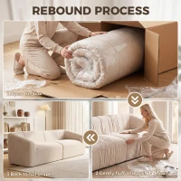 HOMCOM 3 Seater Sofa, Chenille Boneless Cloud Couch with Spring Cushion, Wide and Deep Seat, Beige(m-7)