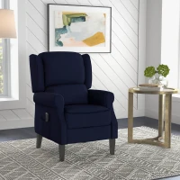 HOMCOM Push Back Recliner Chair, Vibration Massage Recliner for Living Room with Extendable Footrest, Remote, Pocket, Blue(m-1)