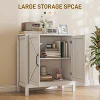 HOMCOM Sideboard Buffet, Kitchen Storage Cabinet with Barn Door and Adjustable Shelves, Storage Pantry, White Wood Grain(m-4)