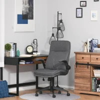 Vinsetto Ergonomic Office Chair Swivel High Back Computer Desk Chair with Adjustable Height Flip-Up Armrest, Comfy Thick Padded Cushions, Wheels, Grey(m-10)