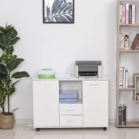 Vinsetto Multifunction Office Filing Cabinet Printer Stand with 2 Drawers, 2 Shelves, & Smooth Counter Surface, White(m-10)