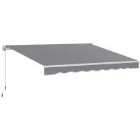 Outsunny 8' x 7' Retractable Awning, Patio Awnings, Sunshade Shelter with 280 g/m² UV & Water-Resistant Fabric, Dark Grey(m-9)