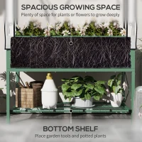 Outsunny Raised Garden Bed with Legs and Cover, Metal Elevated Planter Box with Bottom Shelf and Liner for Vegetables, Green(m-5)