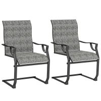 Outsunny C Spring Motion Patio Chairs Set of 2 with Curved High Backrest, Armrest, All Weather Breathable Fabric, Metal Frame(m-9)