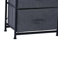 HOMCOM Linen Drawer Cabinet Organizer Storage Dresser Tower with 4 Removable Drawer Metal Frame Adjustable Feet for Living Room, Kitchen, Bathroom, Black(m-9)