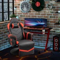 Vinsetto High Back Racing Style Gaming Chair, PU Leather Gamer Recliner Chair with Swivel Pedestal Base, Adjustable Footrest, and Head Pillow, Red(m-2)