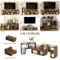 HOMCOM TV Stand for TVs up to 75", 3-Piece Modular TV Console with Open Storage Shelves, Rustic Brown(m-5)