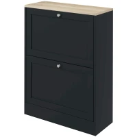 HOMCOM Slim Shoe Storage Cabinet, Modern Shoe Cabinet with 2 Flip Drawers and Adjustable Shelves for 8-12 Pairs, Black(m-1)