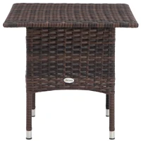 Outsunny 20" Patio Wicker Coffee Table, Outdoor Coffee Table with Plastic Board Underneath the Woven Tabletop for Patio, Garden, Balcony, Mixed Brown(m-7)