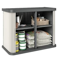 Outsunny 127 Gallon Outdoor Storage Cabinet, UV Resistant Garden Storage Container for Patio, Porch, Poolside, Grey(m-9)