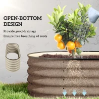 Outsunny 8 x 2 x 1.5 FT Galvanized Steel Raised Garden Bed, Metal Garden Bed Planter Box with Safety Edging, Cream White(m-5)