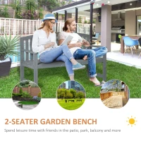 Outsunny 56" Outdoor Wood Bench, 2-Seater Garden Bench with Backrest and Armrest, Patio Bench for Patio, Porch, Poolside, Balcony, Gray(m-4)