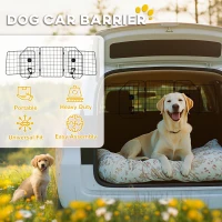 PawHut Dog Car Barrier for SUV, Adjustable Car Divider for Trunk Cargo Area, Heavy-Duty Steel Wire Mesh Barrier, Black(m-4)