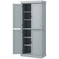 HOMCOM 72.5" Freestanding Kitchen Pantry Cabinet with 4 Doors, Grey(m-2)