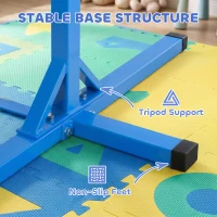 Soozier Professional Gymnastics Bar for Kids, Toddler Home Gymnastics Equipment with 13-level Adjustable Height, Blue(m-5)