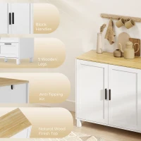 HOMCOM Buffet Cabinet with Soft-Close Doors, Modern Sideboard with 3 Drawers for Living Room, Kitchen, Dining Room, White(m-7)