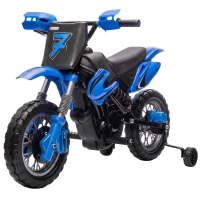 Qaba 12V Kids Electric Motorcycle, Ride on Motorcycle with Training Wheels, Rear Suspension, Horn for 3-6 Years, Blue(m-2)