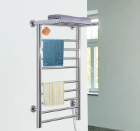 HomCom 9-Bar Stainless Steel Wall Mounted Electric Heated Towel Rack Warmer With Shelf(m-13)