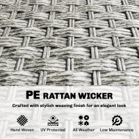 Outsunny Rattan Wicker Sofa 3-Seater Outdoor Couch with Cushions for Patio Garden Grey(m-6)