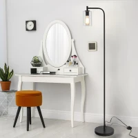 HOMCOM Modern Stylish Tall Pole Floor Lamp, Land Light with Metal Base, Cylindrical Shaped Glass Shade, Black(m-16)