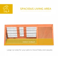 PawHut 47" Triangular Wooden Rabbit Hutch Bunny Guinea Pig House Small Animal Cage Backyard Garden Habitat(m-4)