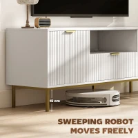 HOMCOM Modern TV Console for TVs up to 60 Inch, Entertainment Center with Smart RGB LED Lights and Soft Close Doors, White(m-7)