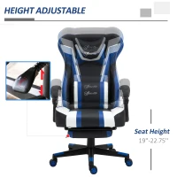 Vinsetto High Back Gaming Chair, Racing Style Ergonomic Computer Desk Chair with Adjustable Height, Retractable Footrest, Headrest and Lumbar Support, Blue(m-4)