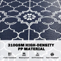 Outsunny Reversible Outdoor Rug Carpet with LED Lights, 10' x 8' PP Straw Rug with Carry Bag and Ground Stakes(m-6)