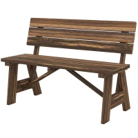 Outsunny Wooden Garden Bench for Outdoor, 2-person Patio Bench, Loveseat Furniture, Carbonized(m-2)