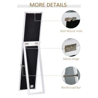 HOMCOM Full Length Glass Mirror, Freestanding or Wall Mounted Dress Mirror for Bedroom, Living Room, Bathroom, White(m-8)